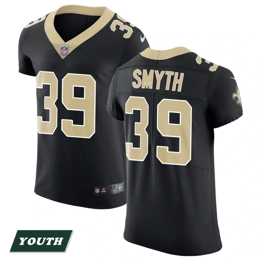 Youth New Orleans Saints Black Vapor Untouchable #39 Charlie Smyth Elite Jersey