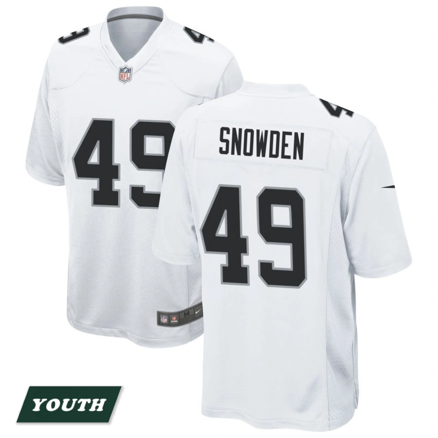 Youth Las Vegas Raiders White #49 Charles Snowden Game Jersey Youth Las Vegas Raiders White #49 Charles Snowden Game Jersey