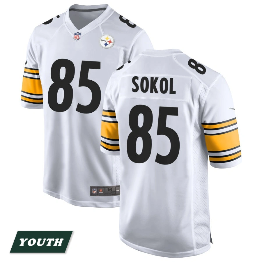 Youth Pittsburgh Steelers White Game #85 Matt Sokol Jersey