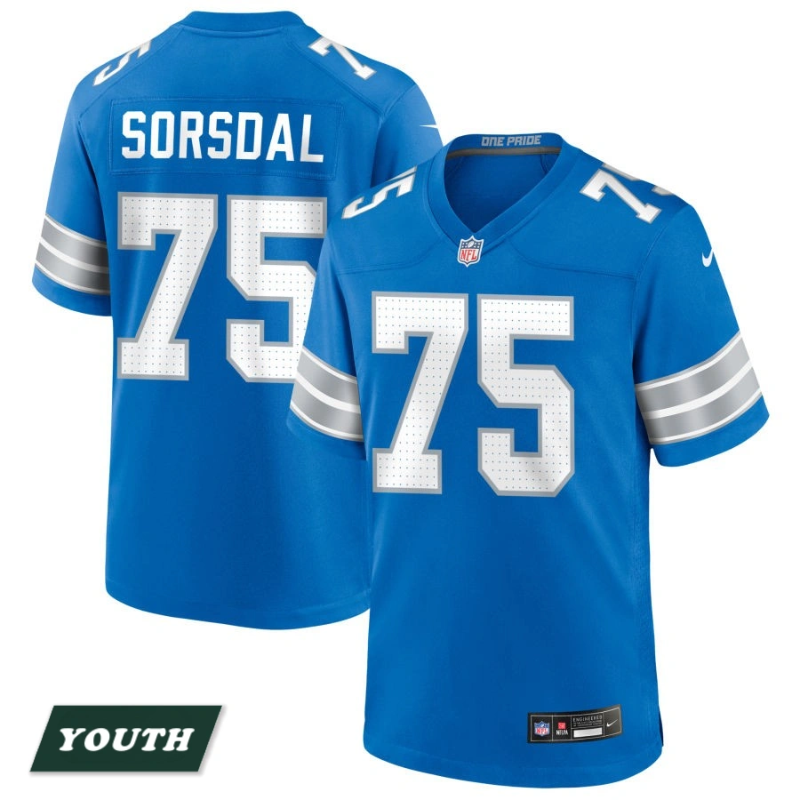 Youth Detroit Lions Blue #75 Colby Sorsdal Game Jersey Youth Detroit Lions Blue #75 Colby Sorsdal Game Jersey