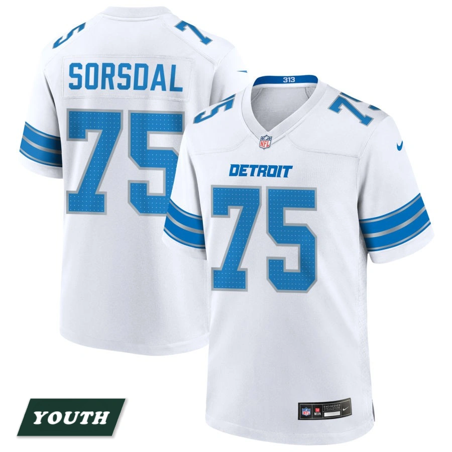 Youth Detroit Lions White #75 Colby Sorsdal Game Jersey Youth Detroit Lions White #75 Colby Sorsdal Game Jersey