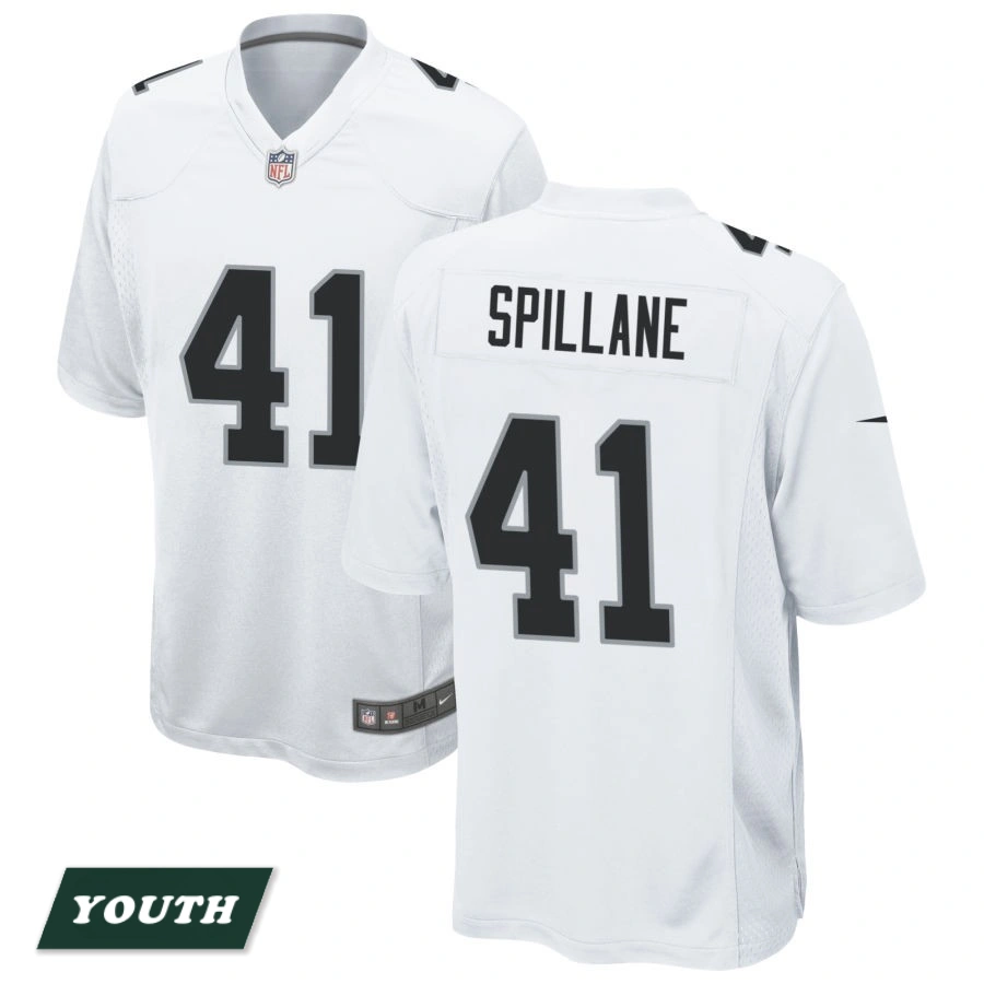 Youth Las Vegas Raiders White #41 Robert Spillane Game Jersey Youth Las Vegas Raiders White #41 Robert Spillane Game Jersey