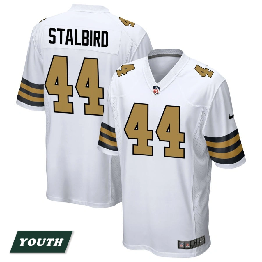 Youth New Orleans Saints White Alternate #44 Isaiah Stalbird Game Jersey