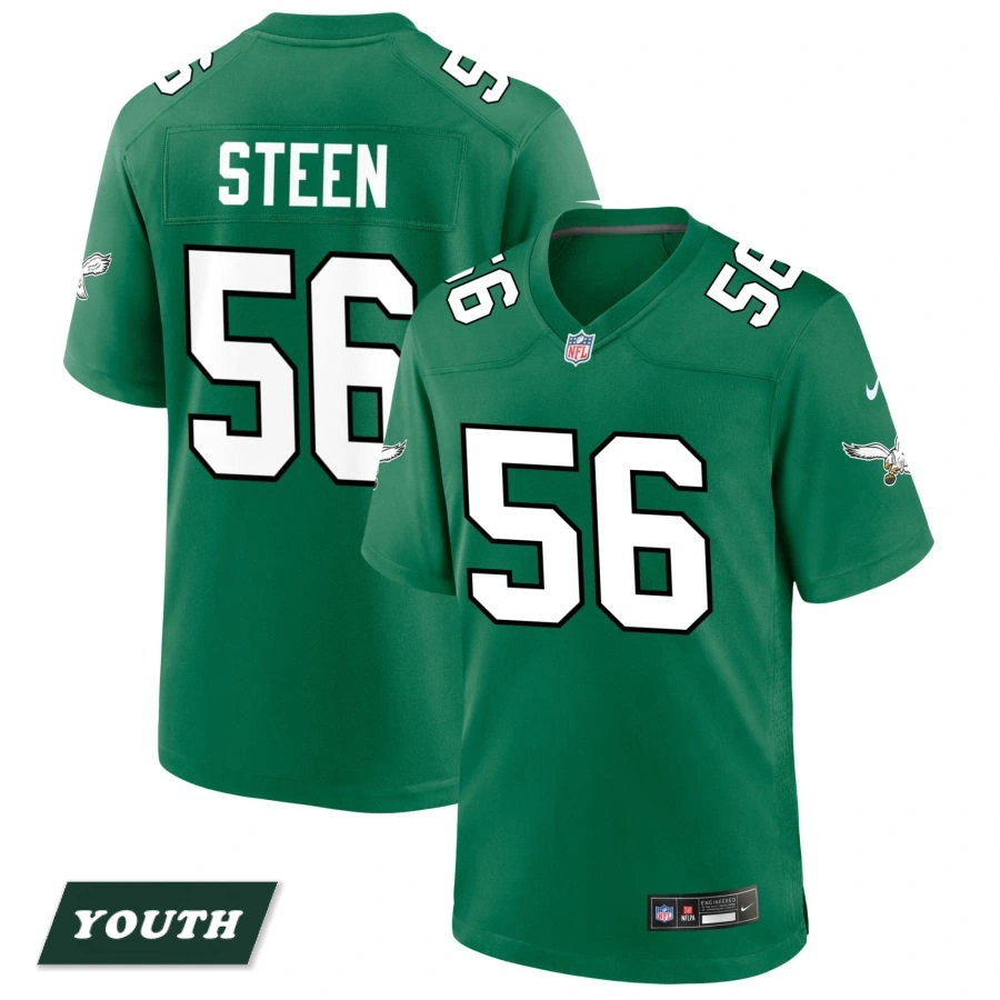 Youth Philadelphia Eagles Kelly Green Alternate #56 Tyler Steen Game Jersey