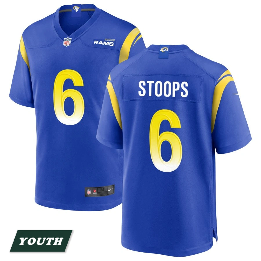 Youth Los Angeles Rams Royal #6 Drake Stoops Game Jersey Youth Los Angeles Rams Royal #6 Drake Stoops Game Jersey