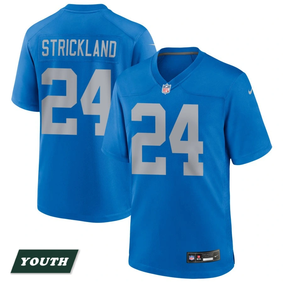 Youth Detroit Lions Blue Alternate #24 Loren Strickland Game Jersey Youth Detroit Lions Blue Alternate #24 Loren Strickland Game Jersey