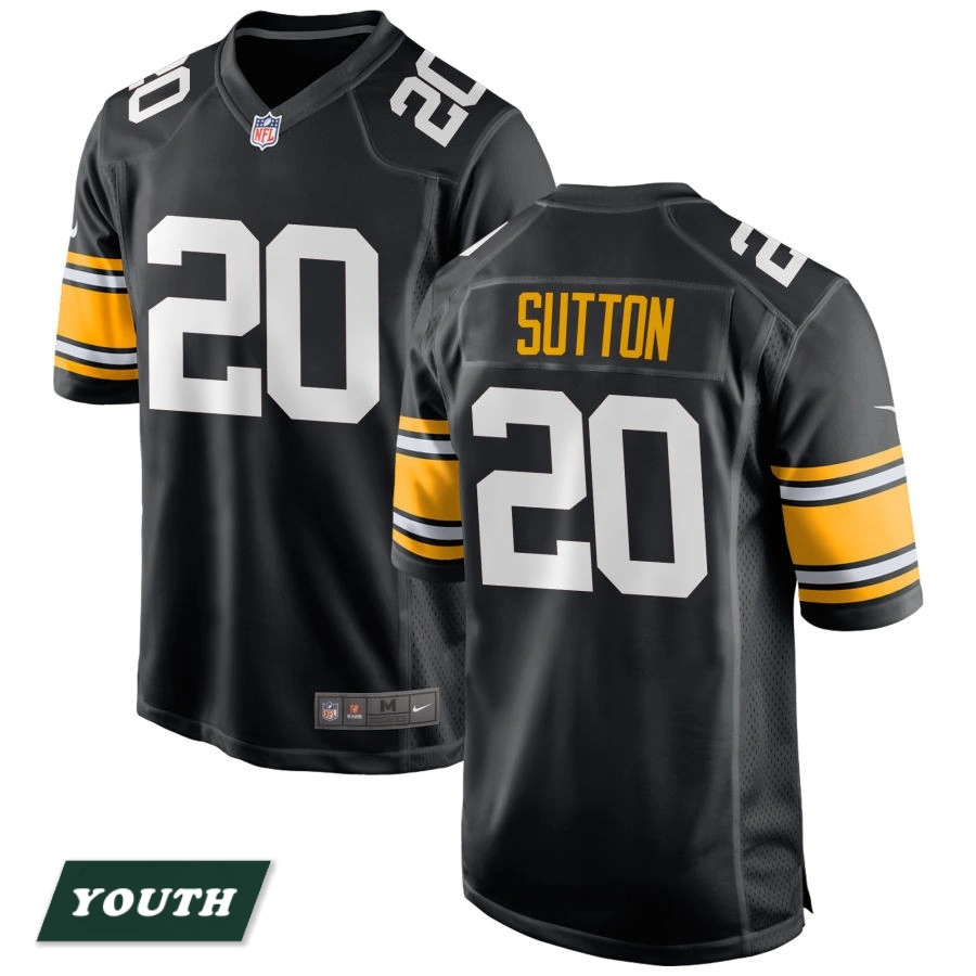 Youth Pittsburgh Steelers Black Alternate #20 Cameron Sutton Game Jersey