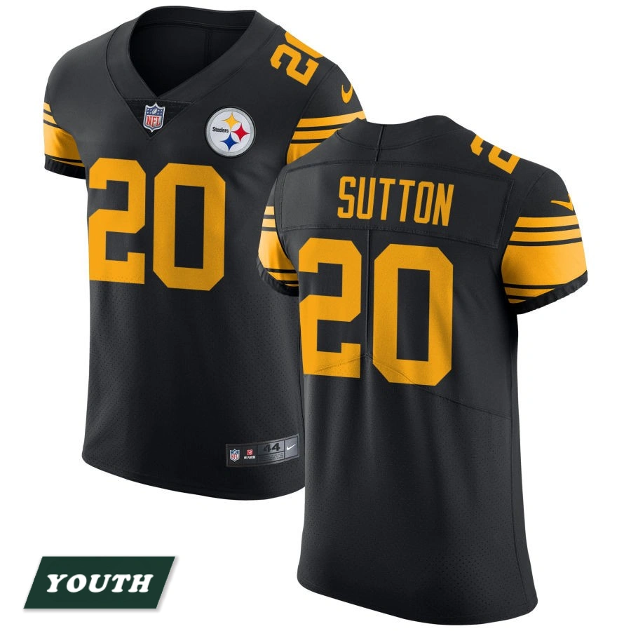 Youth Pittsburgh Steelers Black Vapor Untouchable Elite #20 Cameron Sutton Color Rush Jersey