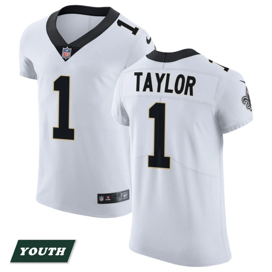 Youth New Orleans Saints White Vapor Untouchable Elite #1 Alontae Taylor Jersey Youth New Orleans Saints White Vapor Untouchable Elite #1 Alontae Taylor Jersey