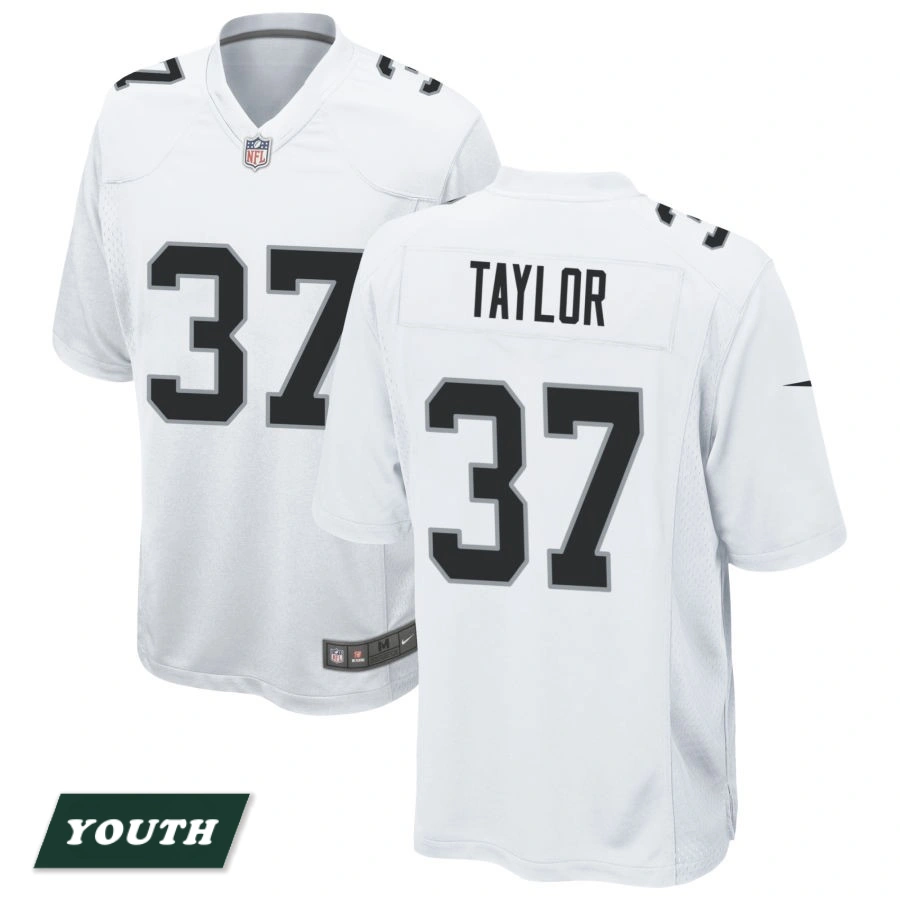 Youth Las Vegas Raiders White #37 Trey Taylor Game Jersey Youth Las Vegas Raiders White #37 Trey Taylor Game Jersey