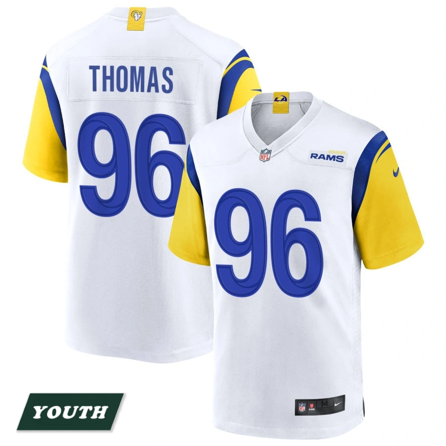 Youth Los Angeles Rams White Alternate #96 Keir Thomas Jersey Youth Los Angeles Rams White Alternate #96 Keir Thomas Jersey