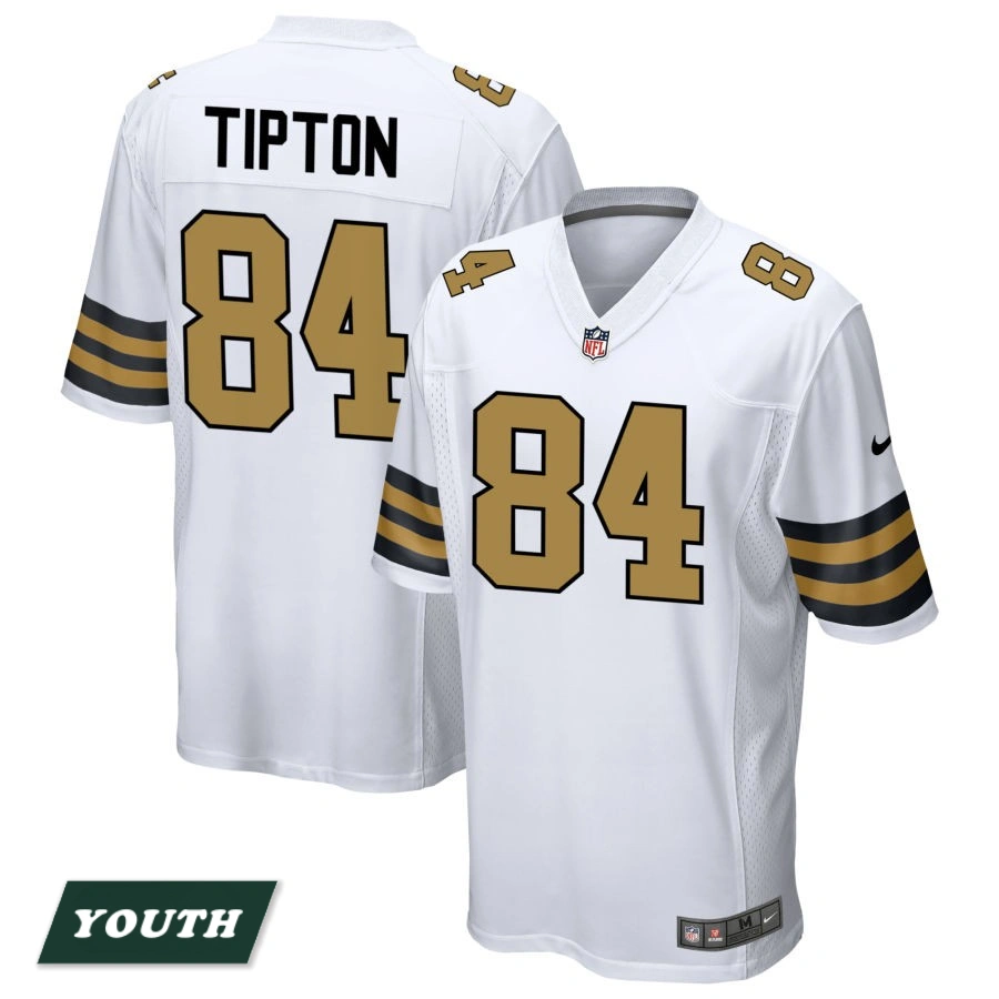 Youth New Orleans Saints White Alternate #84 Mason Tipton Game Jersey