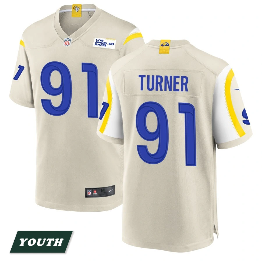 Youth Los Angeles Rams Bone #91 Kobie Turner Game Jersey Youth Los Angeles Rams Bone #91 Kobie Turner Game Jersey