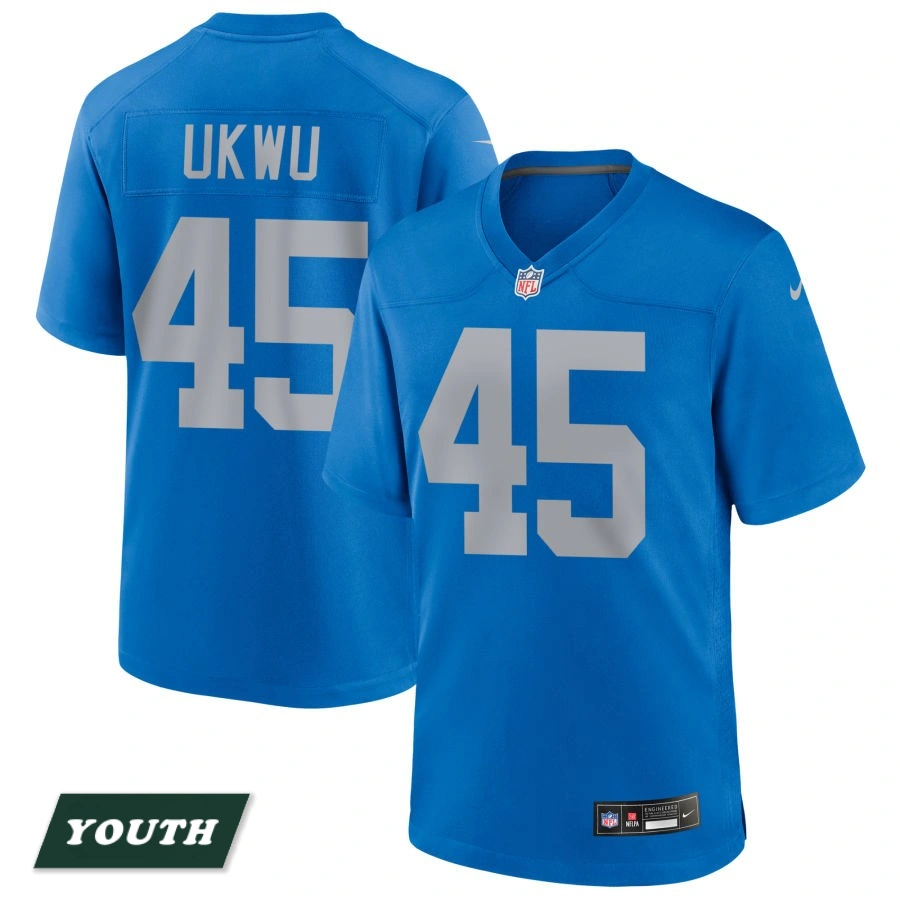 Youth Detroit Lions Blue Alternate #45 Isaac Ukwu Game Jersey Youth Detroit Lions Blue Alternate #45 Isaac Ukwu Game Jersey