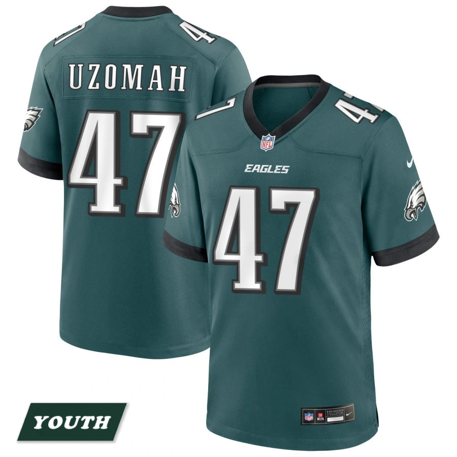 Youth Philadelphia Eagles Midnight Green #47 C.J. Uzomah Game Jersey