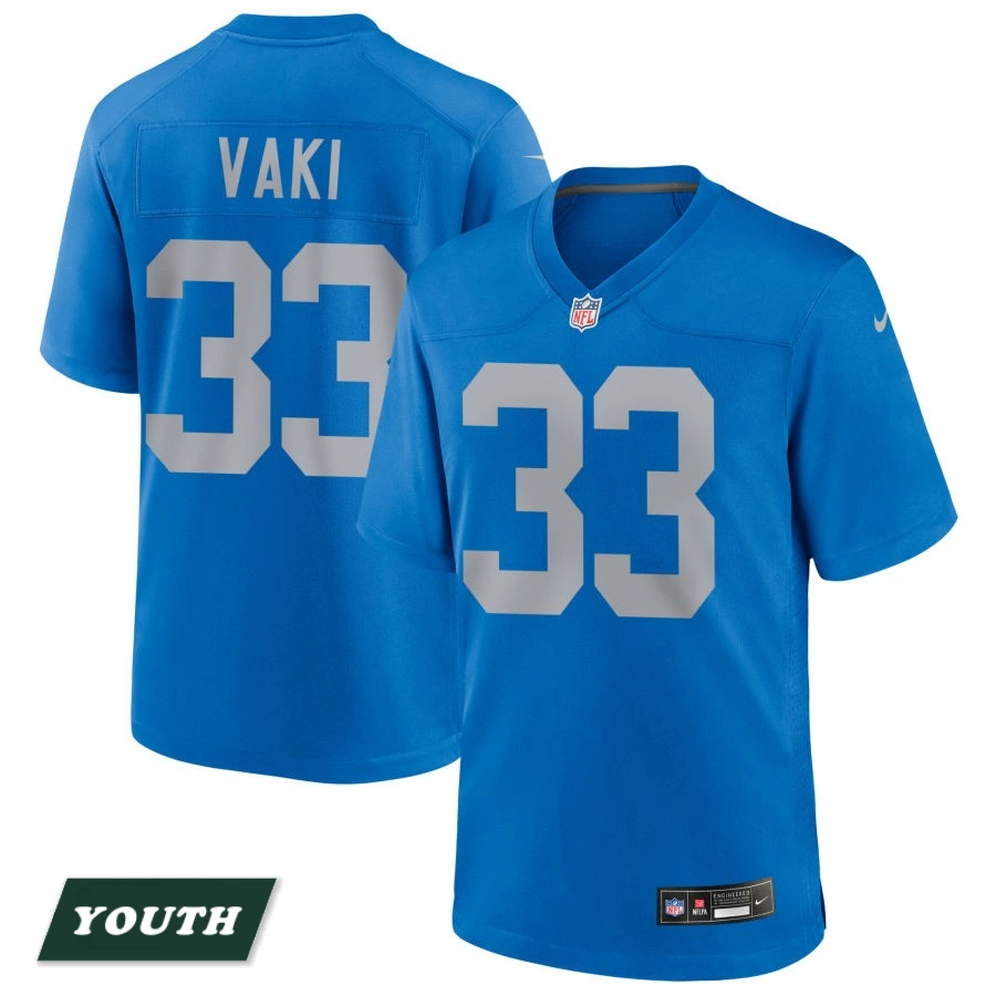 Youth Detroit Lions Blue Alternate #33 Sione Vaki Game Jersey Youth Detroit Lions Blue Alternate #33 Sione Vaki Game Jersey