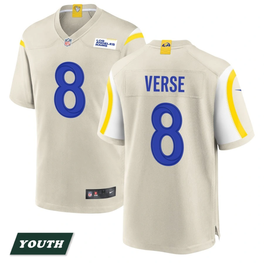 Youth Los Angeles Rams Bone #8 Jared Verse Game Jersey Youth Los Angeles Rams Bone #8 Jared Verse Game Jersey