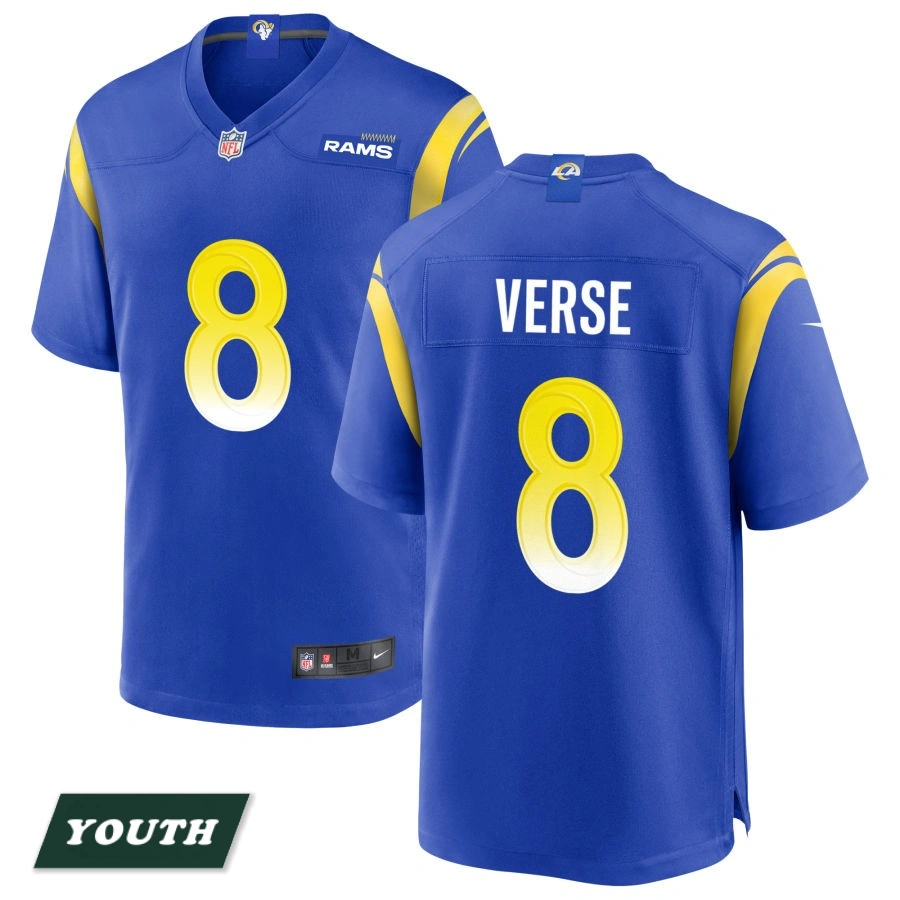 Youth Los Angeles Rams Royal #8 Jared Verse Game Jersey Youth Los Angeles Rams Royal #8 Jared Verse Game Jersey