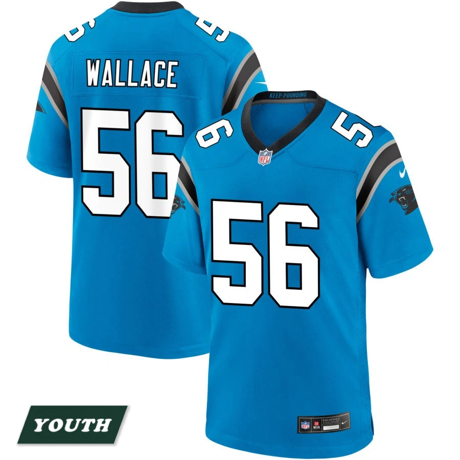 Youth Carolina Panthers Blue Alternate #56 Trevin Wallace Game Jersey Youth Carolina Panthers Blue Alternate #56 Trevin Wallace Game Jersey
