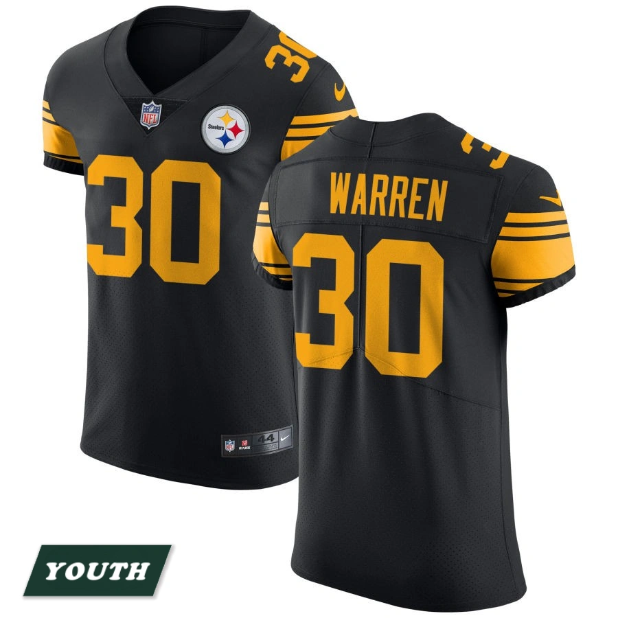 Youth Pittsburgh Steelers Black Vapor Untouchable Elite #30 Jaylen Warren Color Rush Jersey