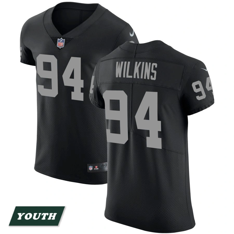Youth Las Vegas Raiders Black Vapor Untouchable #94 Christian Wilkins Elite Jersey
