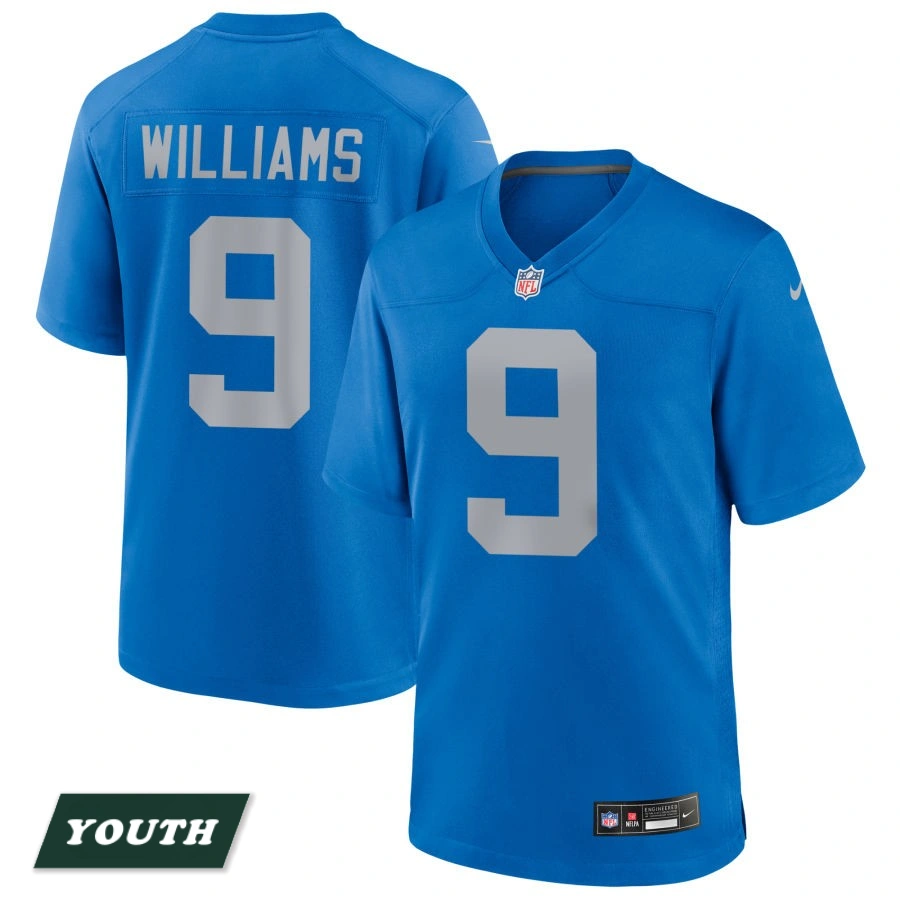 Youth Detroit Lions Blue Alternate #9 Jameson Williams Game Jersey Youth Detroit Lions Blue Alternate #9 Jameson Williams Game Jersey
