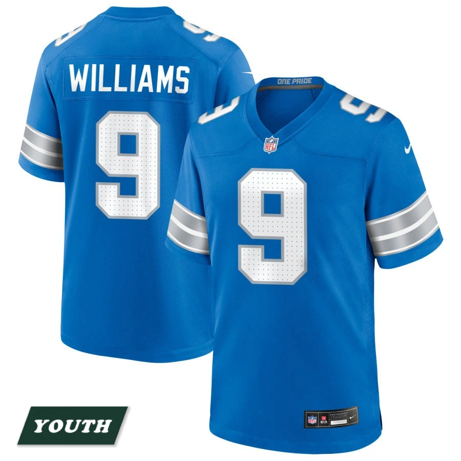 Youth Detroit Lions Blue #9 Jameson Williams Game Jersey Youth Detroit Lions Blue #9 Jameson Williams Game Jersey