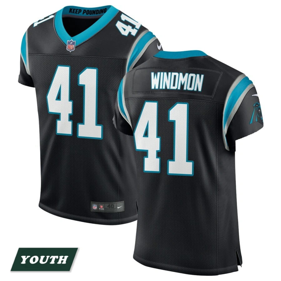 Youth Carolina Panthers Black Classic #41 Jacoby Windmon Elite Jersey