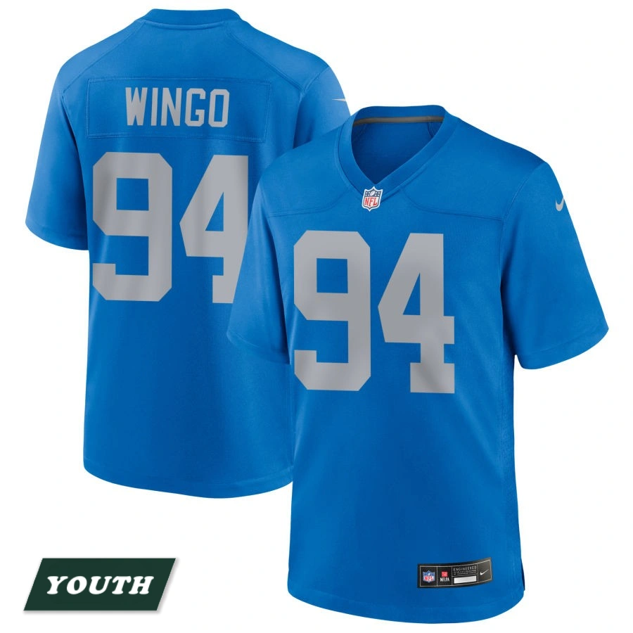 Youth Detroit Lions Blue Alternate #94 Mekhi Wingo Game Jersey Youth Detroit Lions Blue Alternate #94 Mekhi Wingo Game Jersey