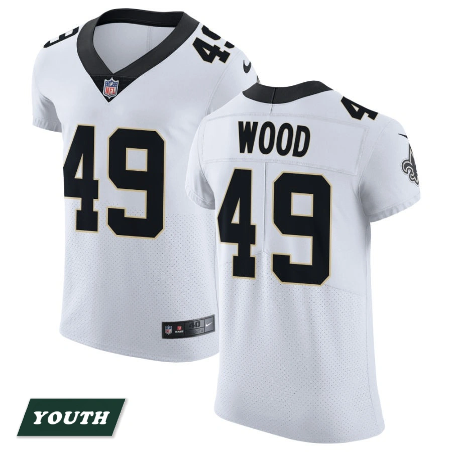 Youth New Orleans Saints White Vapor Untouchable Elite #49 Zach Wood Jersey