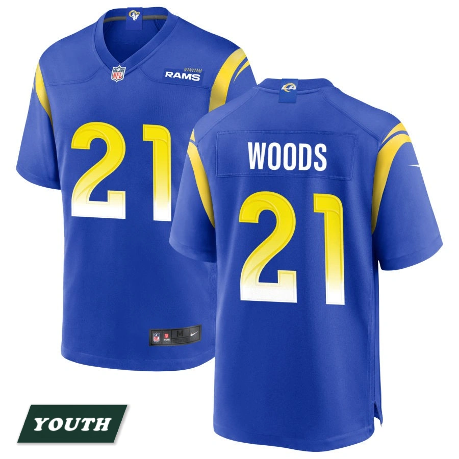 Youth Los Angeles Rams Royal #21 Charles Woods Game Jersey