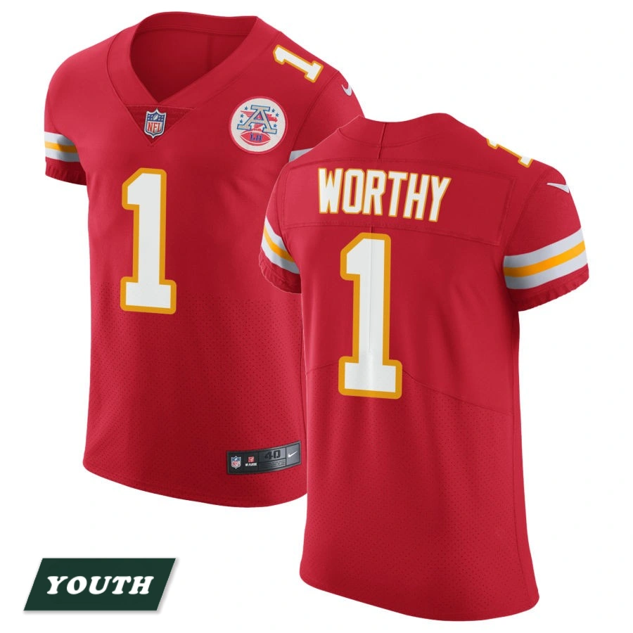 Youth Kansas City Chiefs Red Vapor Untouchable #1 Xavier Worthy Elite Jersey