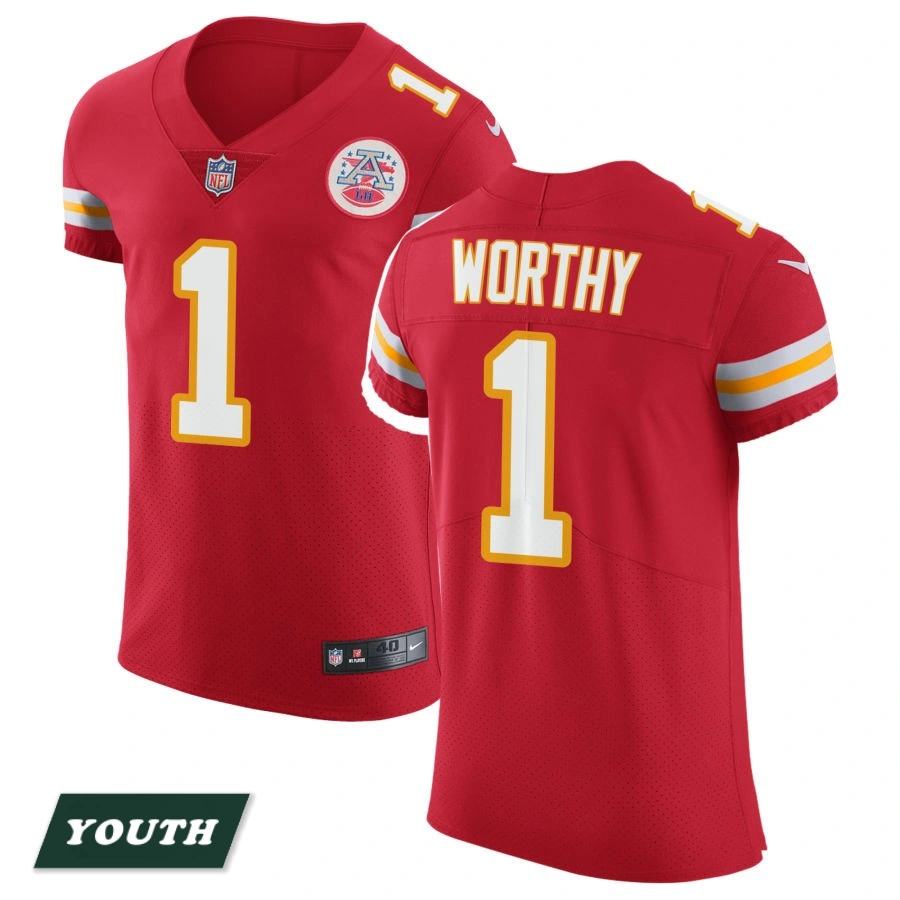 Youth Kansas City Chiefs Red Vapor Untouchable #1 Xavier Worthy Elite Jersey