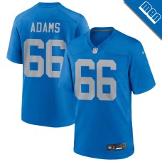 Men's Detroit Lions Blue Alternate #66 Myles Adams Game Jersey