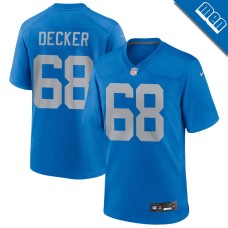 Men's Detroit Lions Blue Alternate #68 Taylor Decker Game Jersey