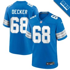 Men's Detroit Lions Blue #68 Taylor Decker Game Jersey