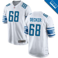 Men's Detroit Lions White #68 Taylor Decker Game Jersey