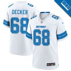 Men's Detroit Lions White #68 Taylor Decker Game Jersey
