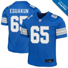 Youth Detroit Lions Blue #65 Kingsley Eguakun Game Jersey