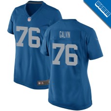 Women's Blue Detroit Lions Throwback #76 Connor Galvin Game Jersey