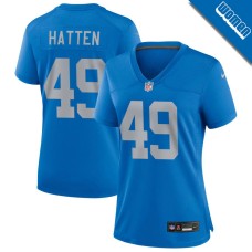 Women's Detroit Lions Blue Alternate #49 Hogan Hatten Game Jersey Women's Detroit Lions Blue Alternate #49 Hogan Hatten Game Jersey