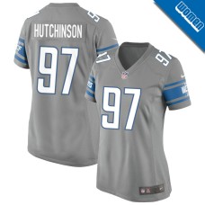 Women's Detroit Lions Gray Alternate #97 Aidan Hutchinson Game Jersey Women's Detroit Lions Gray Alternate #97 Aidan Hutchinson Game Jersey