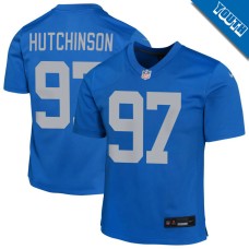 Youth Detroit Lions Blue Alternate #97 Aidan Hutchinson Game Jersey Youth Detroit Lions Blue Alternate #97 Aidan Hutchinson Game Jersey