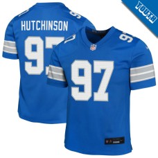 Youth Detroit Lions Blue #97 Aidan Hutchinson Game Jersey Youth Detroit Lions Blue #97 Aidan Hutchinson Game Jersey