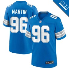 Men's Detroit Lions Blue #96 Brodric Martin Game Jersey