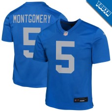 Youth Detroit Lions Blue Alternate #5 David Montgomery Game Jersey