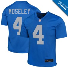 Youth Detroit Lions Blue Alternate #4 Emmanuel Moseley Game Jersey