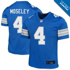 Youth Detroit Lions Blue #4 Emmanuel Moseley Game Jersey