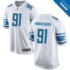Men's Detroit Lions White #91 Levi Onwuzurike Game Jersey