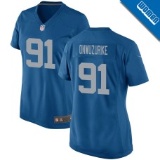 Women's Blue Detroit Lions Throwback #91 Levi Onwuzurike Game Jersey